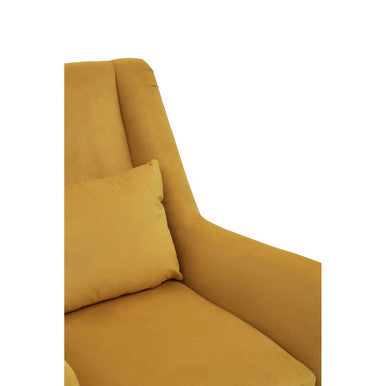 Orsina Yellow Velvet Accent Chair | Mid-Century Gold Finish Legs