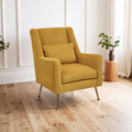 Orsina Yellow Velvet Accent Chair | Mid-Century Gold Finish Legs