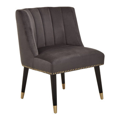 Orsina Doucet Grey Velvet Dining Chair | Mid-Century Black Legs