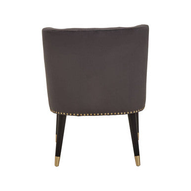 Orsina Doucet Grey Velvet Dining Chair | Mid-Century Black Legs