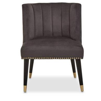 Orsina Doucet Grey Velvet Dining Chair | Mid-Century Black Legs
