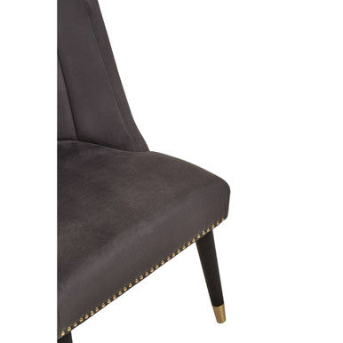 Orsina Doucet Grey Velvet Dining Chair | Mid-Century Black Legs
