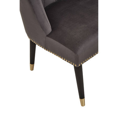 Orsina Doucet Grey Velvet Dining Chair | Mid-Century Black Legs