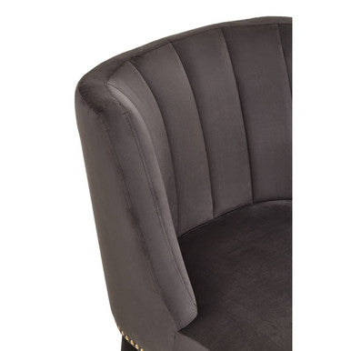 Orsina Doucet Grey Velvet Dining Chair | Mid-Century Black Legs