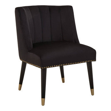 Orsina Doucet Black Velvet Dining Chair with Gold-Tipped Legs