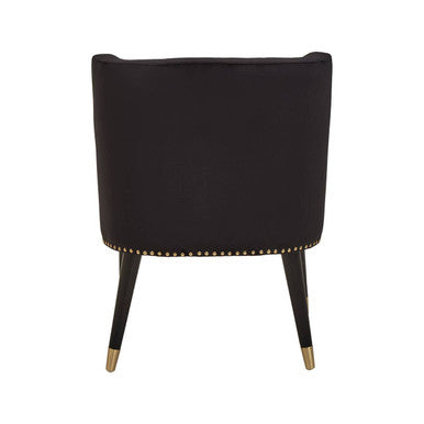 Orsina Doucet Black Velvet Dining Chair with Gold-Tipped Legs