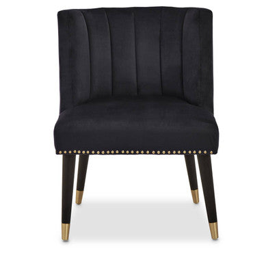 Orsina Doucet Black Velvet Dining Chair with Gold-Tipped Legs