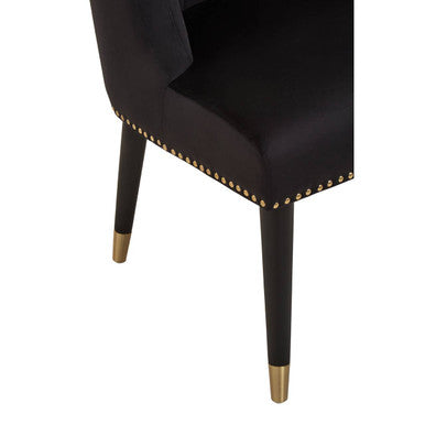 Orsina Doucet Black Velvet Dining Chair with Gold-Tipped Legs