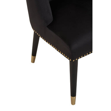 Orsina Doucet Black Velvet Dining Chair with Gold-Tipped Legs