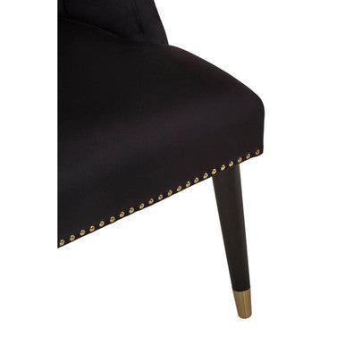Orsina Doucet Black Velvet Dining Chair with Gold-Tipped Legs