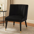 Orsina Doucet Black Velvet Dining Chair with Gold-Tipped Legs
