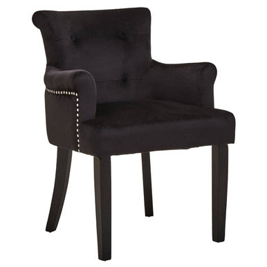 Orsina Doucet Black Velvet Dining Chair | Tufted Ring Back Accent Chair
