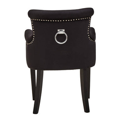 Orsina Doucet Black Velvet Dining Chair | Tufted Ring Back Accent Chair