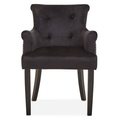 Orsina Doucet Black Velvet Dining Chair | Tufted Ring Back Accent Chair