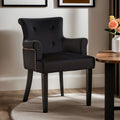 Orsina Doucet Black Velvet Dining Chair | Tufted Ring Back Accent Chair