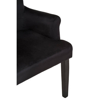 Orsina Doucet Black Velvet Dining Chair | Tufted Ring Back Accent Chair