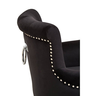 Orsina Doucet Black Velvet Dining Chair | Tufted Ring Back Accent Chair