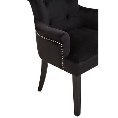 Orsina Doucet Black Velvet Dining Chair | Tufted Ring Back Accent Chair