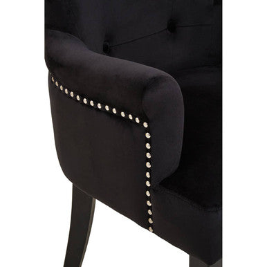 Orsina Doucet Black Velvet Dining Chair | Tufted Ring Back Accent Chair