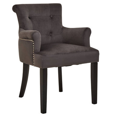 Orsina Doucet Grey Velvet Dining Chair | Tufted Ring Back Accent