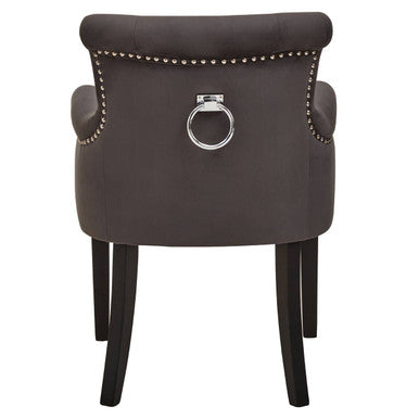 Orsina Doucet Grey Velvet Dining Chair | Tufted Ring Back Accent
