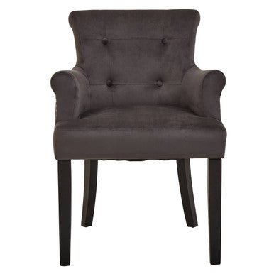 Orsina Doucet Grey Velvet Dining Chair | Tufted Ring Back Accent