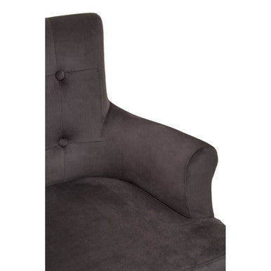 Orsina Doucet Grey Velvet Dining Chair | Tufted Ring Back Accent