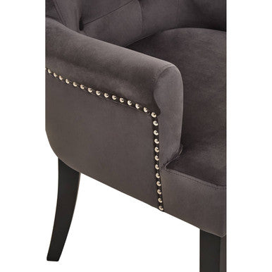Orsina Doucet Grey Velvet Dining Chair | Tufted Ring Back Accent