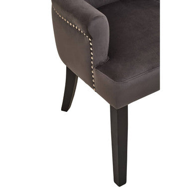 Orsina Doucet Grey Velvet Dining Chair | Tufted Ring Back Accent