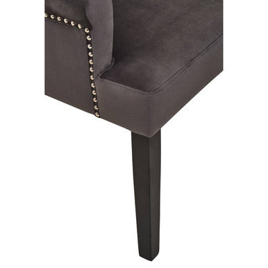 Orsina Doucet Grey Velvet Dining Chair | Tufted Ring Back Accent