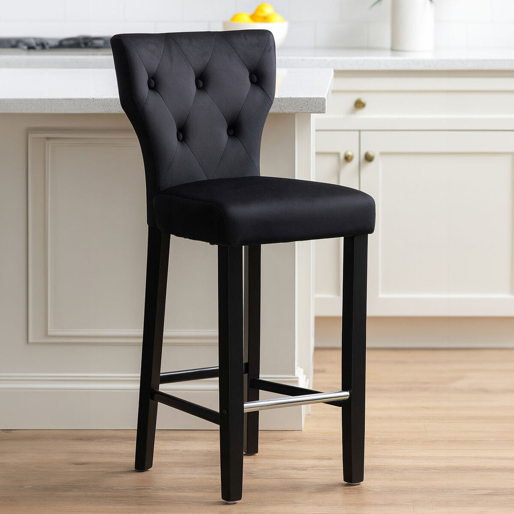 Orsina Decatour Black Bar Stool – Padded Fabric Counter Chair