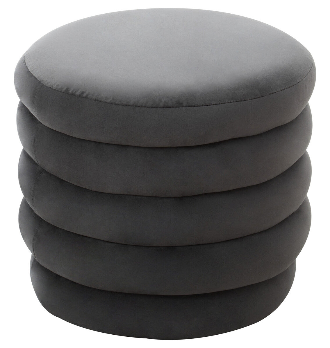 Orsina Helen Round Velvet Footstool – Graphite Grey Ottoman Stool