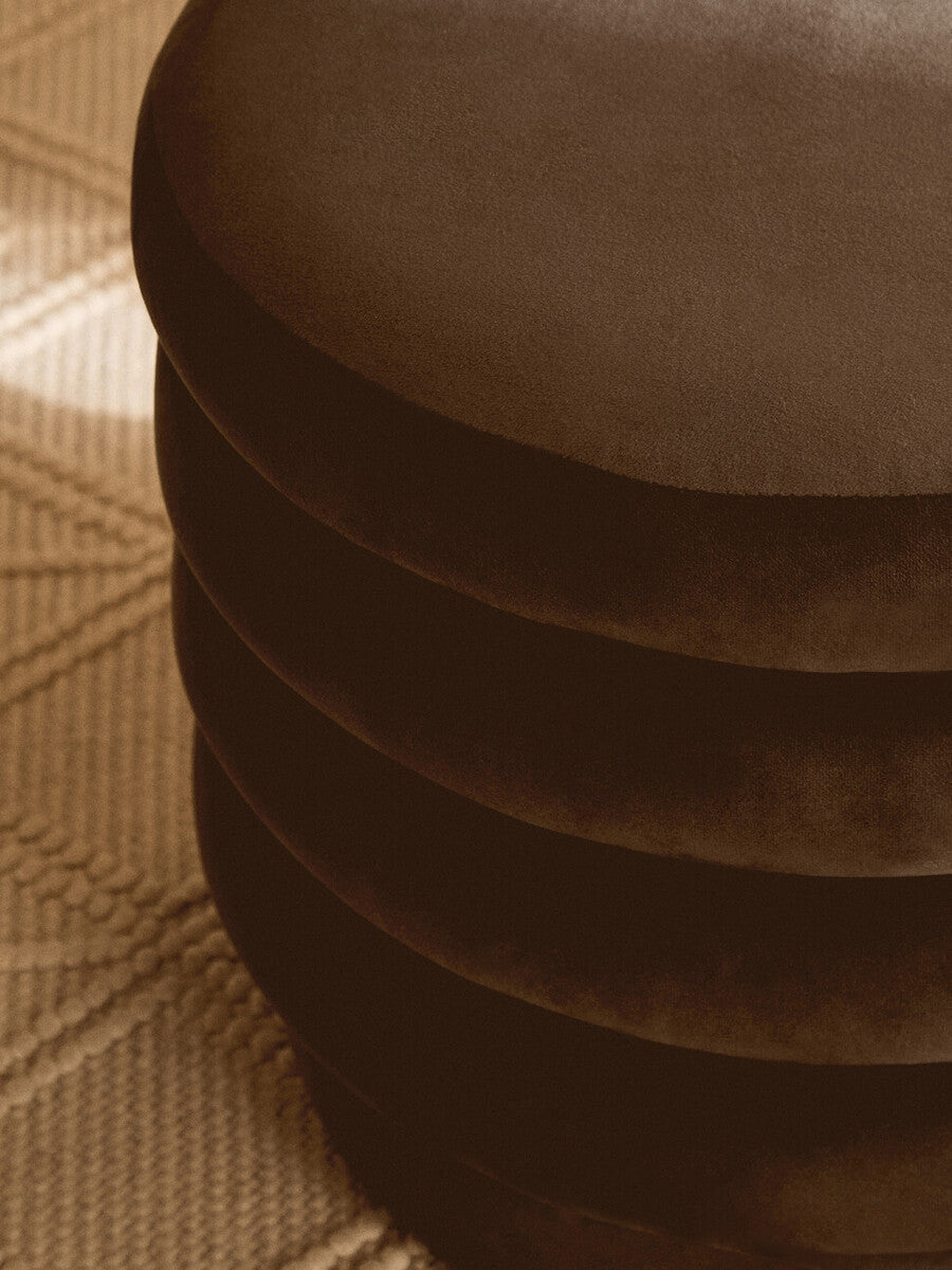 Orsina Helen Round Velvet Footstool – Graphite Grey Ottoman Stool