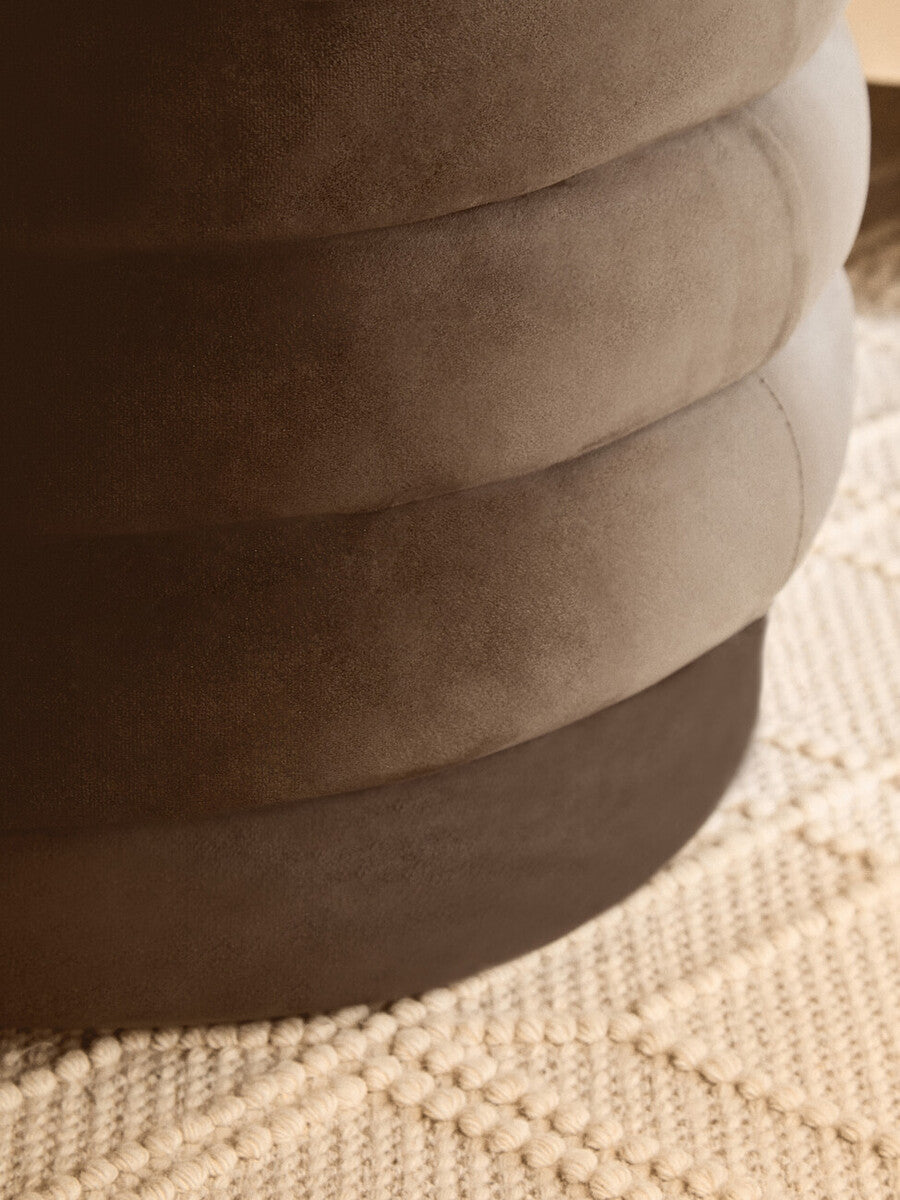 Orsina Helen Round Velvet Footstool – Graphite Grey Ottoman Stool