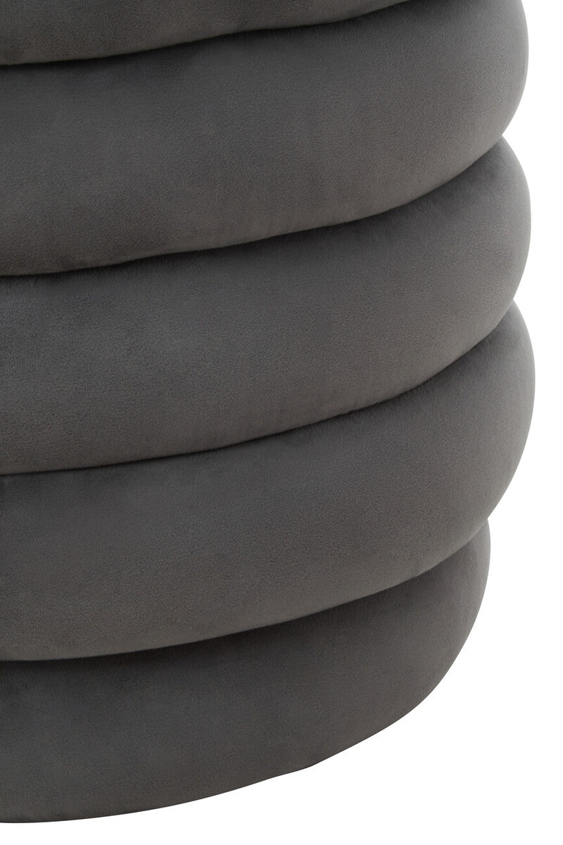 Orsina Helen Round Velvet Footstool – Graphite Grey Ottoman Stool