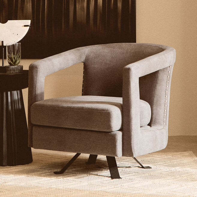 Orsina Hestia Ash Velvet Swivel Chair – Modern Living Room Accent Chair