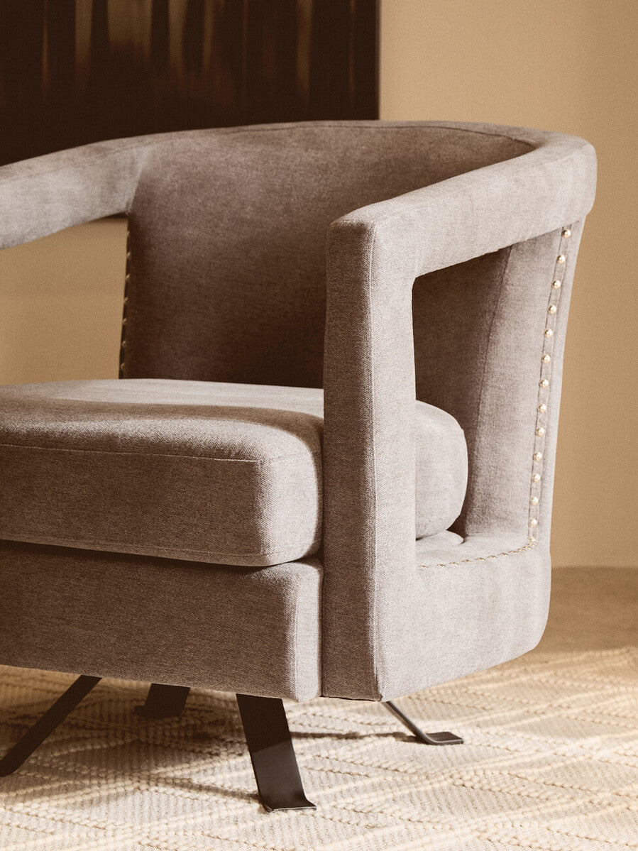 Orsina Hestia Ash Velvet Swivel Chair – Modern Living Room Accent Chair