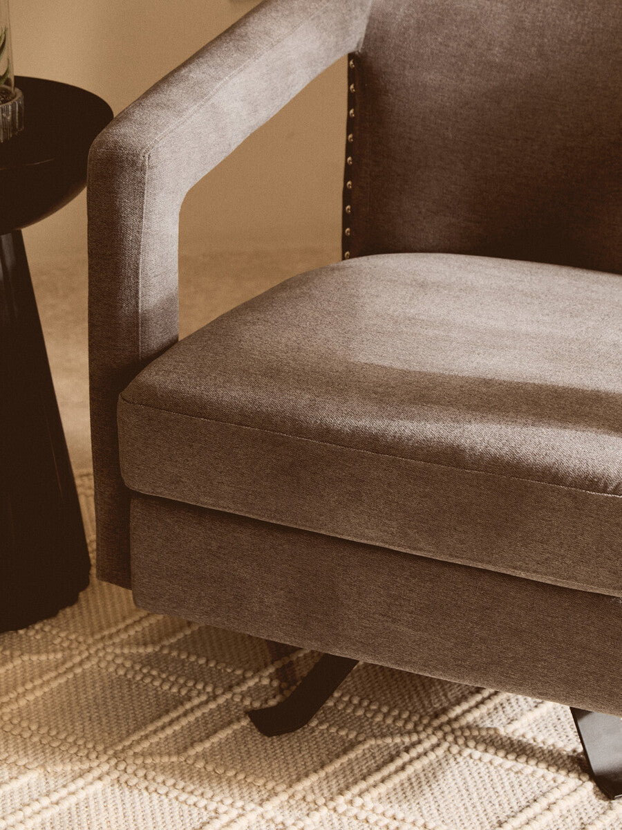 Orsina Hestia Ash Velvet Swivel Chair – Modern Living Room Accent Chair