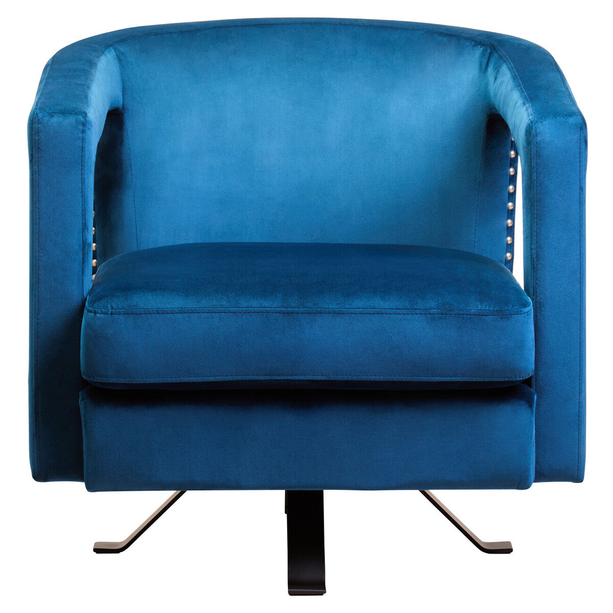 Orsina Hestia Blue Velvet Swivel Chair – Modern Studded Armchair
