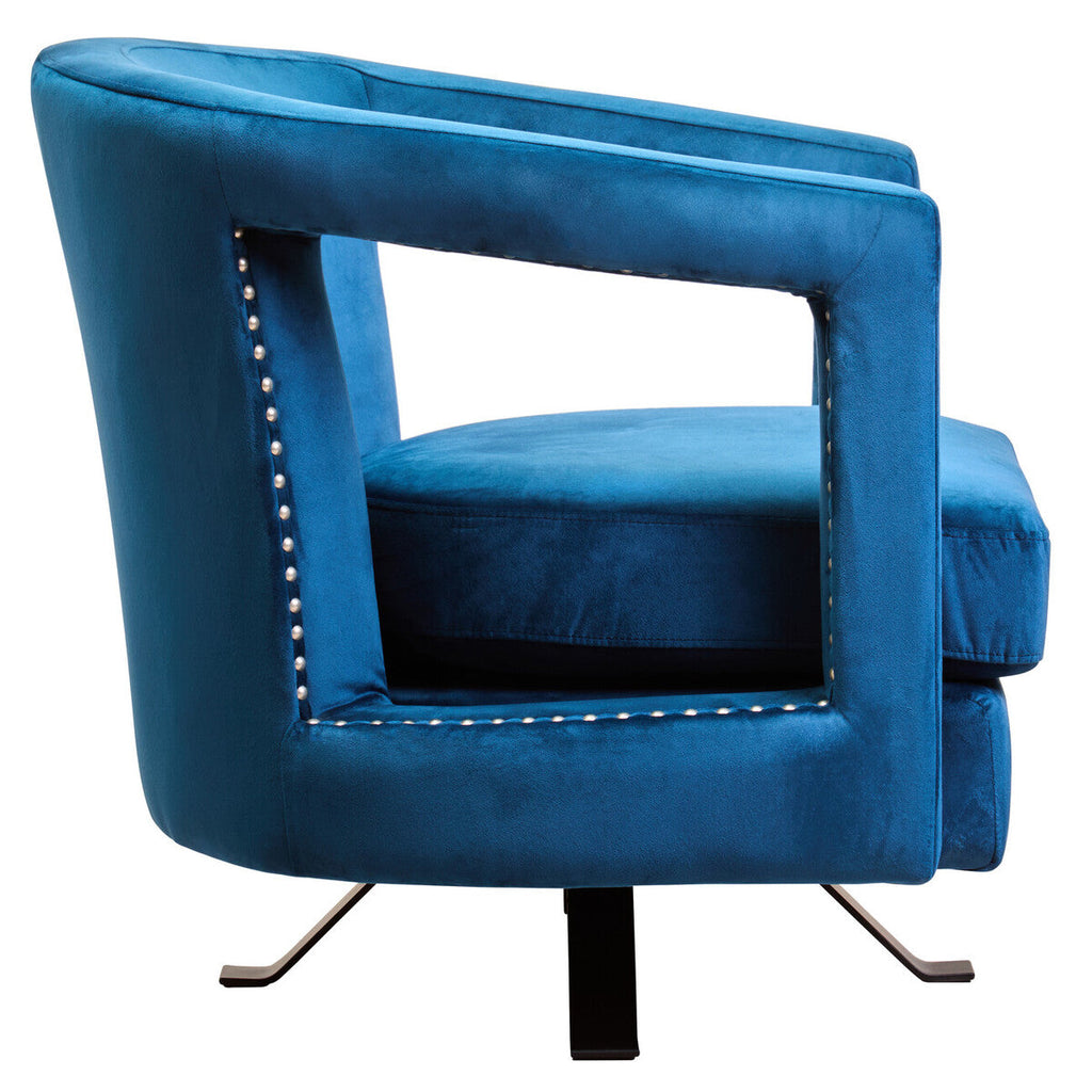 Orsina Hestia Blue Velvet Swivel Chair – Modern Studded Armchair
