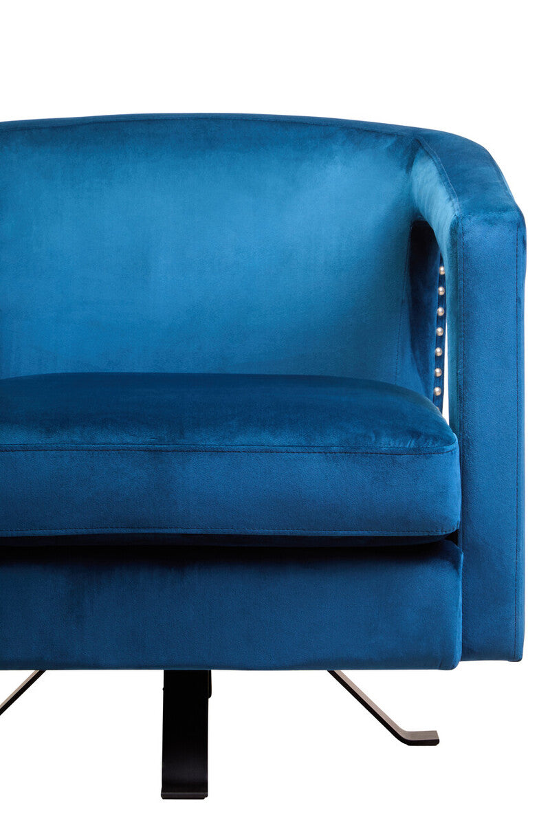 Orsina Hestia Blue Velvet Swivel Chair – Modern Studded Armchair
