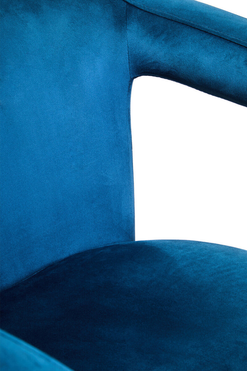 Orsina Hestia Blue Velvet Swivel Chair – Modern Studded Armchair