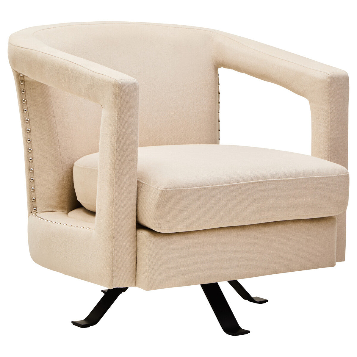Orsina Hestia Beige Velvet Swivel Chair – Modern Accent Armchair