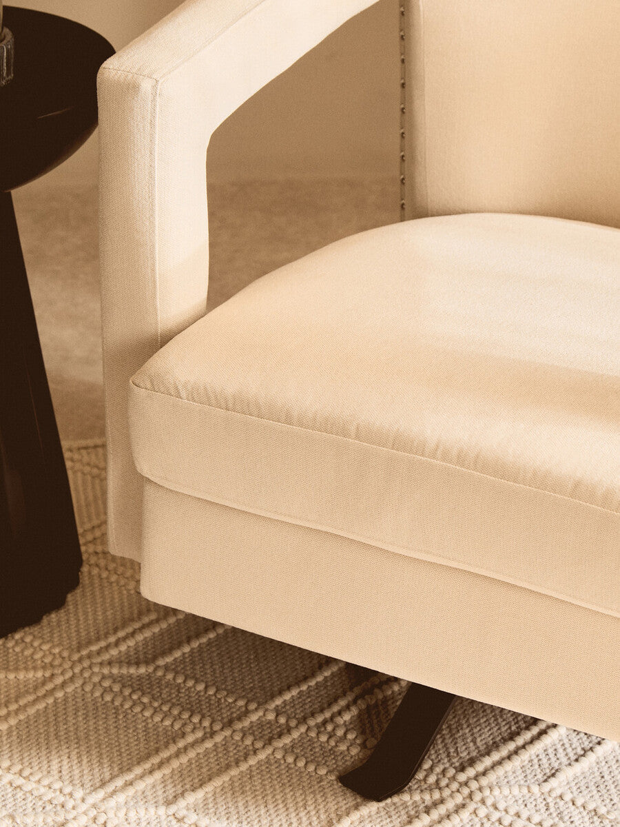 Orsina Hestia Beige Velvet Swivel Chair – Modern Accent Armchair