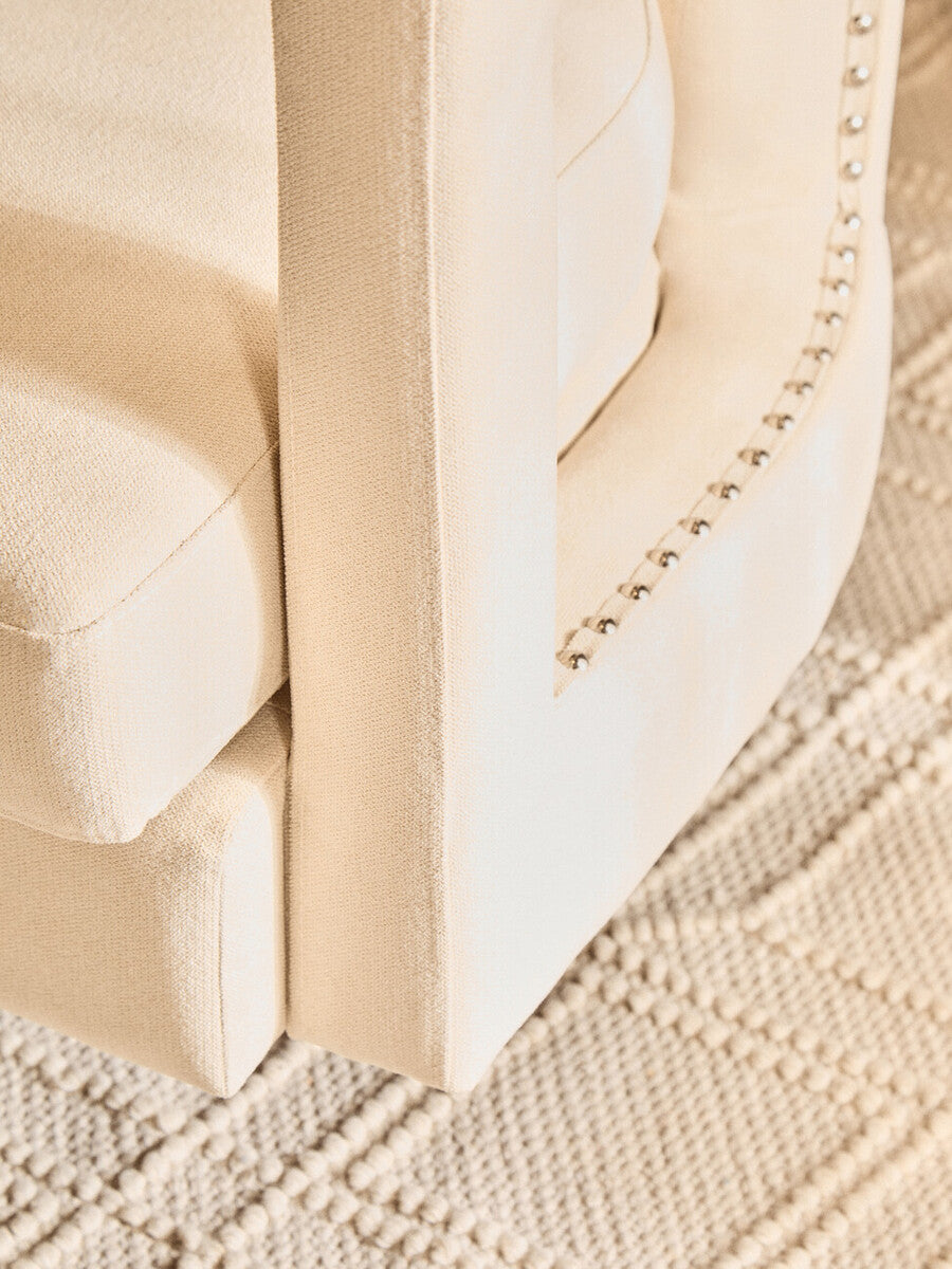Orsina Hestia Beige Velvet Swivel Chair – Modern Accent Armchair