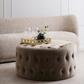Orsina Haley Mink Velvet Round Tufted Footstool | 91cm Large Ottoman