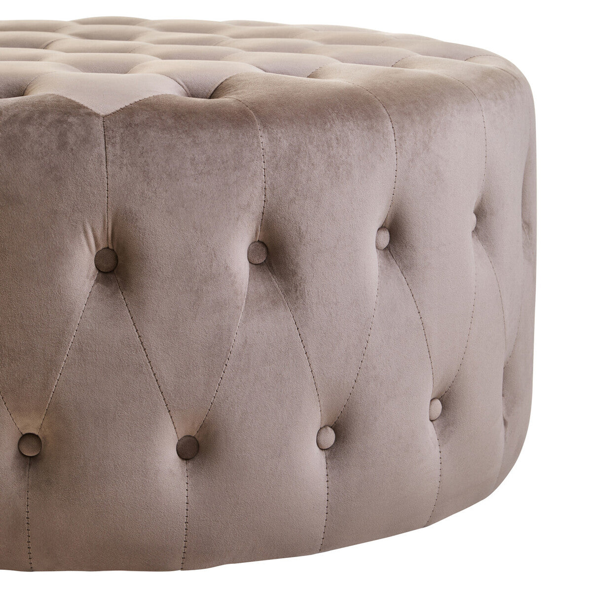 Orsina Haley Mink Velvet Round Tufted Footstool | 91cm Large Ottoman