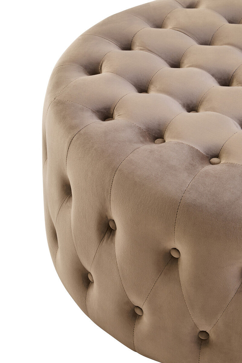 Orsina Haley Mink Velvet Round Tufted Footstool | 91cm Large Ottoman