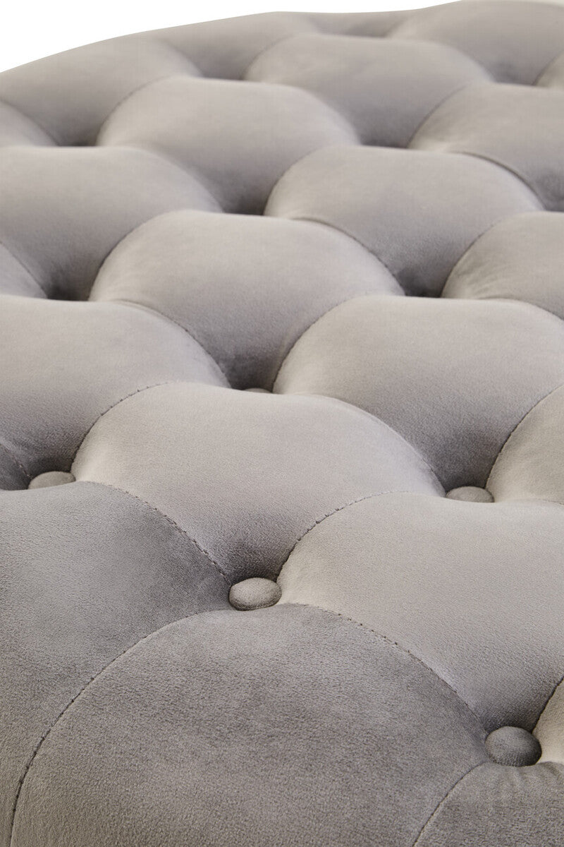 Orsina Haley Grey Velvet Round Tufted Footstool | Ottoman Seating