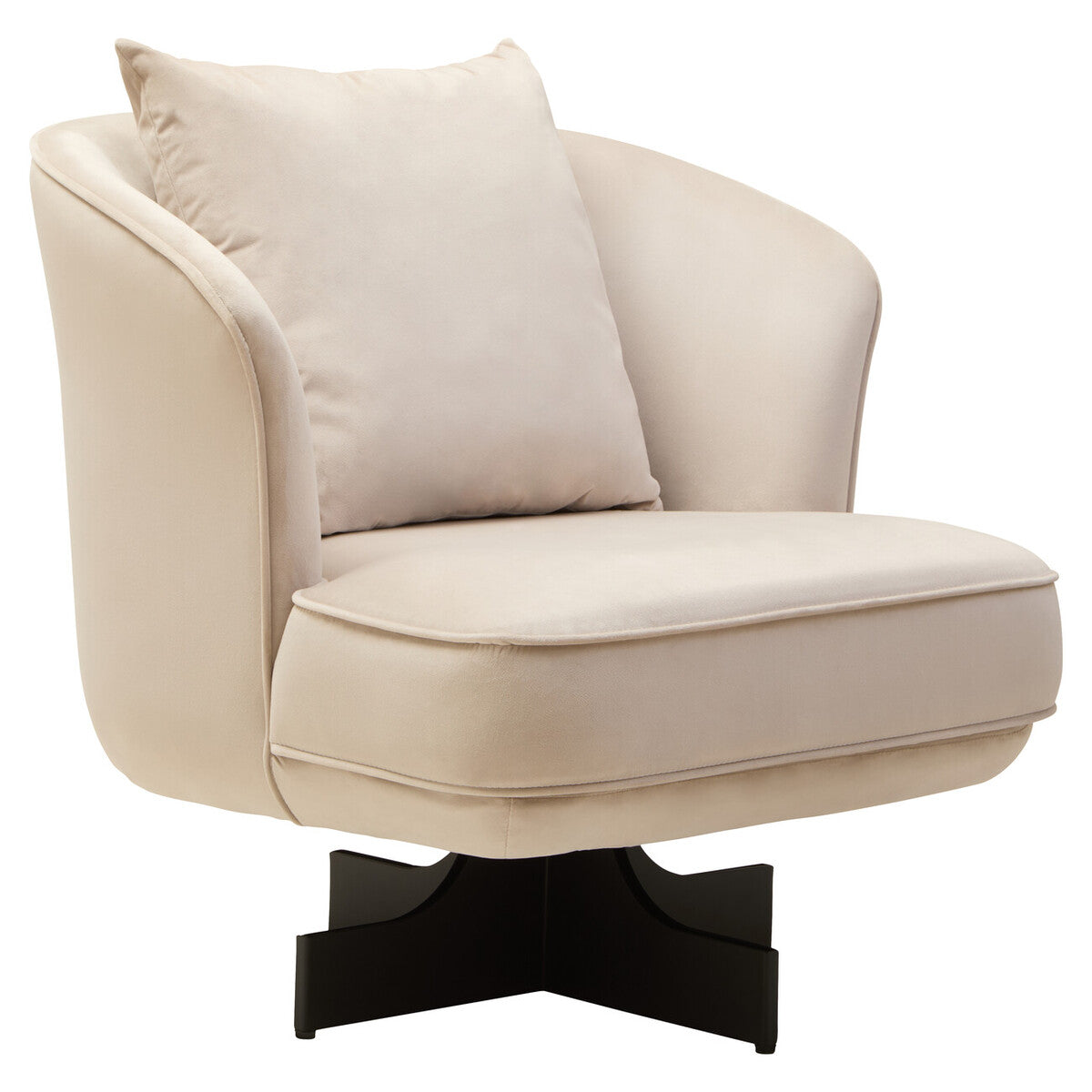 Orsina Hale Cream Velvet Swivel Chair – Modern Upholstered Accent Seat